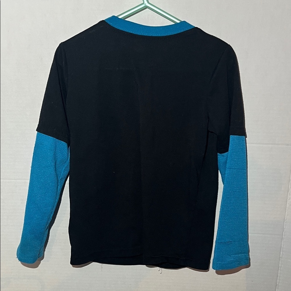 Kids Sports Graphic Long Sleeve Shirt - Black and Blue - Picture 3 of 12